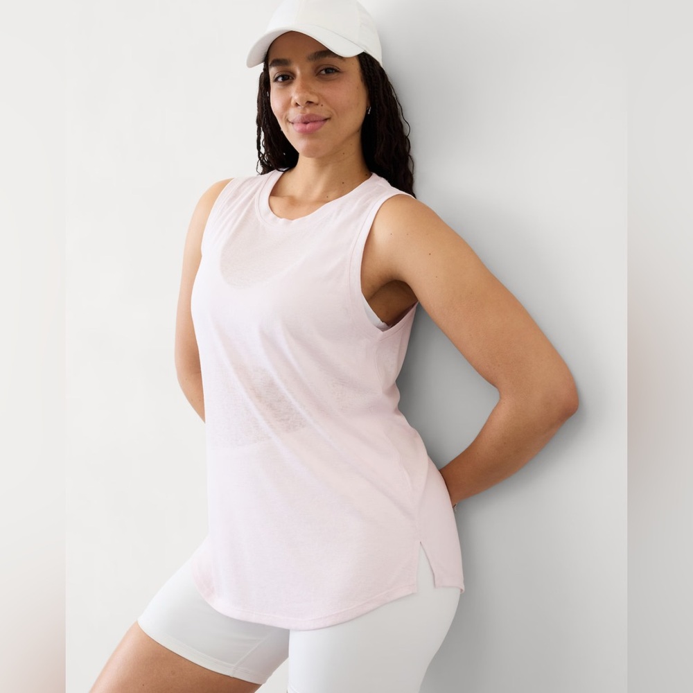 ATHLETA Breezy Tank Top Sleeveless Modal Blend in Shell Pink Lavender Size M